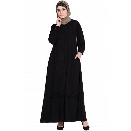 Front open Cardigan abaya- Black color